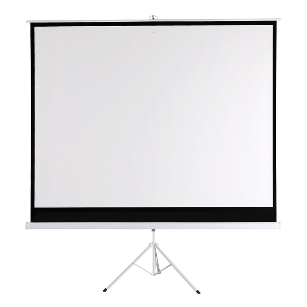 100-Inch HD Projection Screen Manual Pull Down 100Inch Diagonal Aspect Ratio 1:1 Projection Screen w/ Adjustable Length Tripod US Plug
