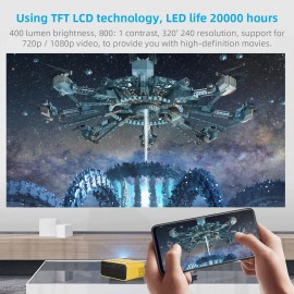 YZ03 Mini LED Projector Portable LCD Display Video Projector 800 Lumens 320x240 Pixel for Cartoon Movies Small Pocket Home Phone Projector for Home Theater Outdoor Movies Projector with USB/AV/TF Interfaces YZ03 Mini LED Projector Portable LCD Display Video Projector 800 Lumens 320x240 Pixel for Cartoon Movies Small Pocket Home Phone Projector for Home Theater Outdoor Movies Projector with USB/AV/TF Interfaces