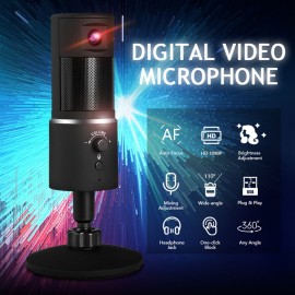 USB Streaming Microphone with Webcam HD1080P for iPhone/iPad/Mac/Android Phone/Tablet/PC USB Streaming Microphone with Webcam HD1080P for iPhone/iPad/Mac/Android Phone/Tablet/PC