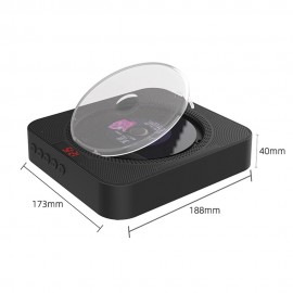 YHS-08C Portable CD Player Wall Mountable CD Music Player Bluetooth Remote Control FM Radio HiFi Speaker with USB 3.5mm LED Screen YHS-08C Portable CD Player Wall Mountable CD Music Player Bluetooth Remote Control FM Radio HiFi Speaker with USB 3.5mm LED Screen