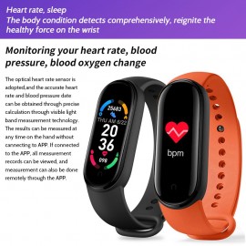 M6 Smart Bracelet Intelligent Watch Sport Fitness Tracker Heart Rate Sleep Monitor Smartwatch 0.96in Color Screen IP67 Waterproof Sports Wristband