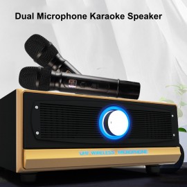 Family Karaoke Machine System Hand-held UHF Wireless Microphone BT Wireless Speaker Home Theater KTV AUX IN U Disk Music Player for Home Party Meeting Wedding Picnic Family Karaoke Machine System Hand-held UHF Wireless Microphone BT Wireless Speaker Home Theater KTV AUX IN U Disk Music Player for Home Party Meeting Wedding Picnic