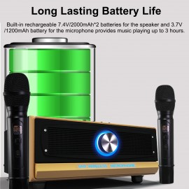 Family Karaoke Machine System Hand-held UHF Wireless Microphone BT Wireless Speaker Home Theater KTV AUX IN U Disk Music Player for Home Party Meeting Wedding Picnic Family Karaoke Machine System Hand-held UHF Wireless Microphone BT Wireless Speaker Home Theater KTV AUX IN U Disk Music Player for Home Party Meeting Wedding Picnic