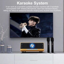 Family Karaoke Machine System Hand-held UHF Wireless Microphone BT Wireless Speaker Home Theater KTV AUX IN U Disk Music Player for Home Party Meeting Wedding Picnic Family Karaoke Machine System Hand-held UHF Wireless Microphone BT Wireless Speaker Home Theater KTV AUX IN U Disk Music Player for Home Party Meeting Wedding Picnic