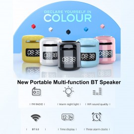 JM01 Portable Wireless BT 5.0 Speaker Alarm Clocks Wireless Loudspeakers Support TF Card/FM/AUX IN Hands-free with Mic JM01 Portable Wireless BT 5.0 Speaker Alarm Clocks Wireless Loudspeakers Support TF Card/FM/AUX IN Hands-free with Mic