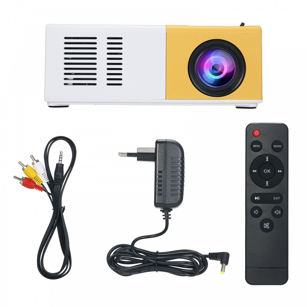 Mini Pocket LED Projector Portable LCD Projector 400 Lumens 720P/1080P Projection Machine HD AV TF Card Slot With Remote Controller
