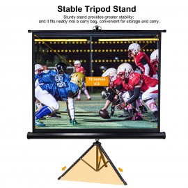 72 inches Projector Screen with Tripod Stand 4:3 Portable Projection Screen 4K 3D Projector Movies Screen for Home Office Indoor Outdoor Use