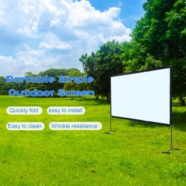100-inch 16:9 Projector Screen Outdoor Bracket Projection Screen Folding Projecting Screen Home Theater for Home Office Outdoor Use