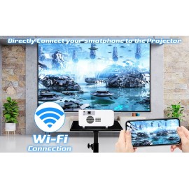 WiFi Projector 1080P Full HD Video Projector Movie Home Theater Support HD / USB / Audio 3.5mm Interface / Memory Card for Smartphone Screen Home Theater Entertainment Android LED Projector