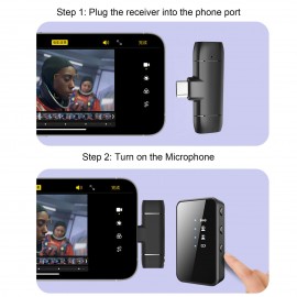 2.4GHz Wireless Microphone Clip-on Lavalier Microphone Transmitter Receiver Ear Return Monitoring for Live Vlog Video Recoding Interview 2.4GHz Wireless Microphone Clip-on Lavalier Microphone Transmitter Receiver Ear Return Monitoring for Live Vlog Video Recoding Interview