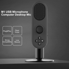 M1 USB Microphone Plug & Play MIC Noise Cancelling 360° Sound Pick-up USB Desktop Mic Volume Control PC Microphone Mic Stand to Meeting Gaming Streaming Podcasting Recording