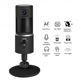 USB Streaming Microphone with Webcam HD1080P for iPhone/iPad/Mac/Android Phone/Tablet/PC